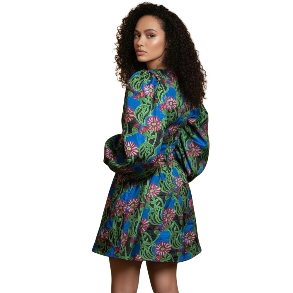 La DoubleJ Gerber Dolly Minidress Puff Sleeve XS Green Holiday Party Gift Ready - Picture 4 of 10
